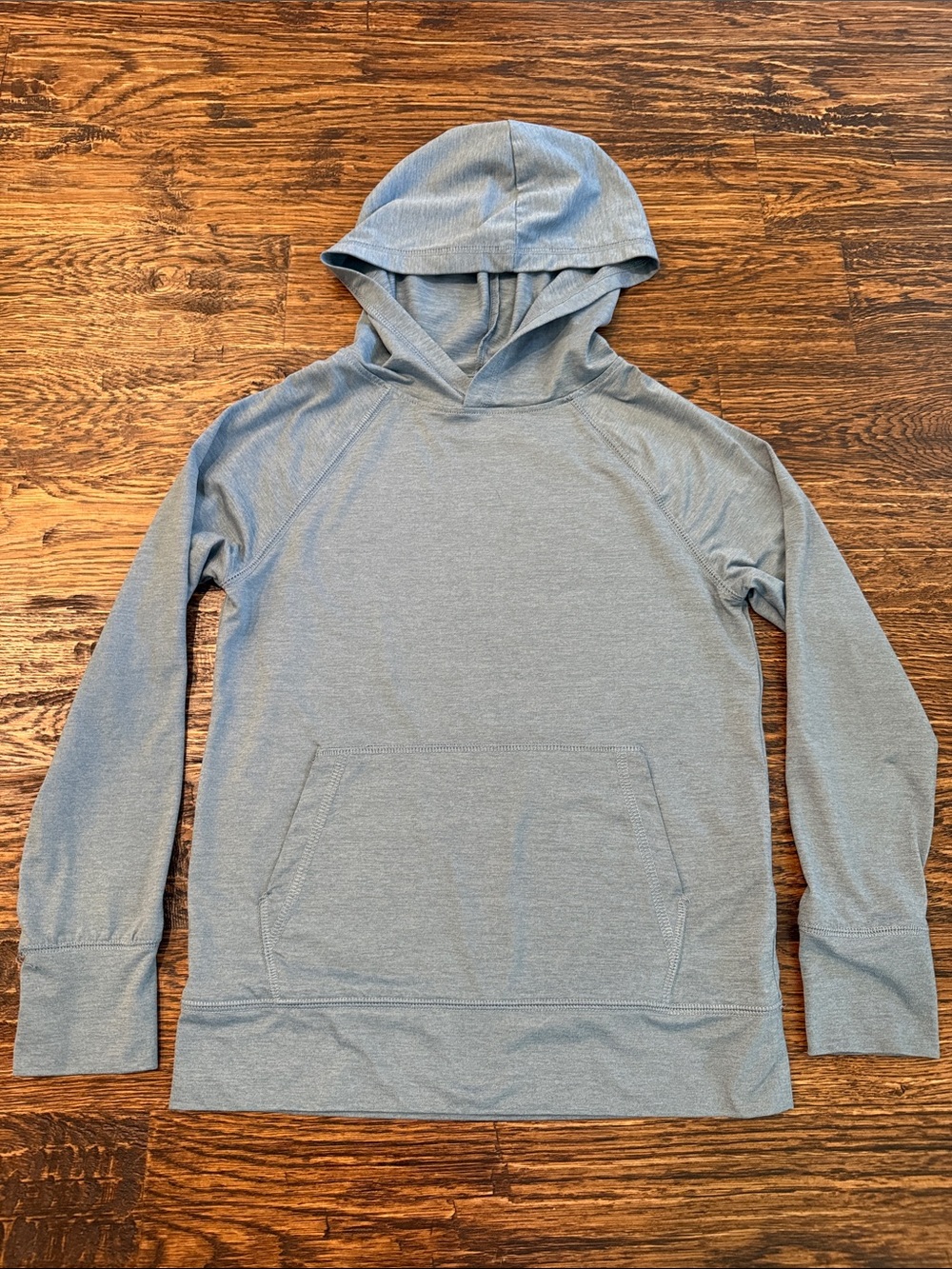 Kids Lightweight Hooded Long Sleeve Tee - Light Blue